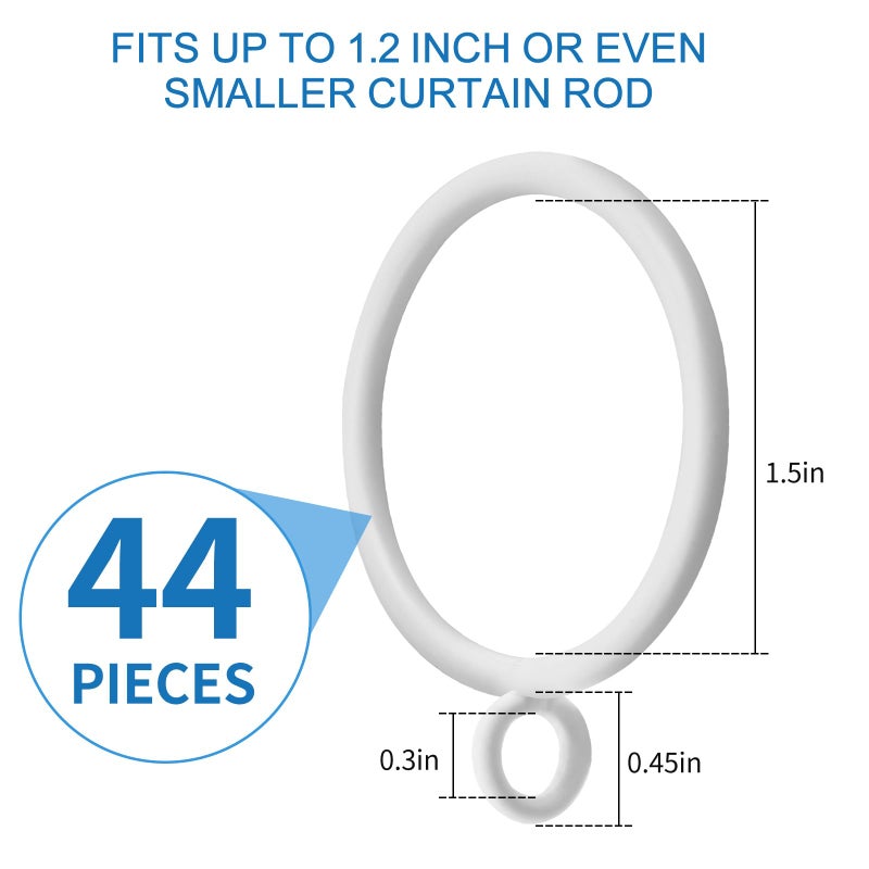 Amzseven 44 Pack Curtain Rings With Eyelets  Metal Drapery Rings For Pinch Pleat Curtains  Drape Ring 1.5 Inch I D  Fits Up To 1.2 In Rod (White) - Image 2