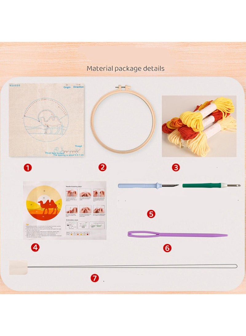 DIY Punch Needle Kit, Cute Cartoon Patterns for Beginners, 20x20cm Hoop Embroidery Punch Needle Beginner Craft Kit, Easy to Make for Adults and Children, Ideal Decorative Gift, Instructions Included (Rainbow with Wind and Rain) - Image 3