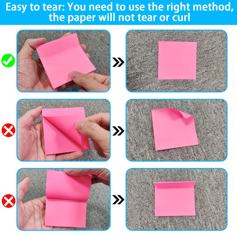 Tesdluy 16 Pads Sticky Notes 3X3 Inches  Bright Colors Self-Stick Pads  Sticky Note Pads  Easy To Stick For Home  Office  Notebook - Image 2