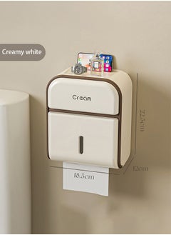 HaveDream Bathroom Tissue Box, Wall-Mounted High-Grade Waterproof Punch-Free tissue Box - Cream White  - Image 2