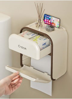 HaveDream Bathroom Tissue Box, Wall-Mounted High-Grade Waterproof Punch-Free tissue Box - Cream White  - Image 1