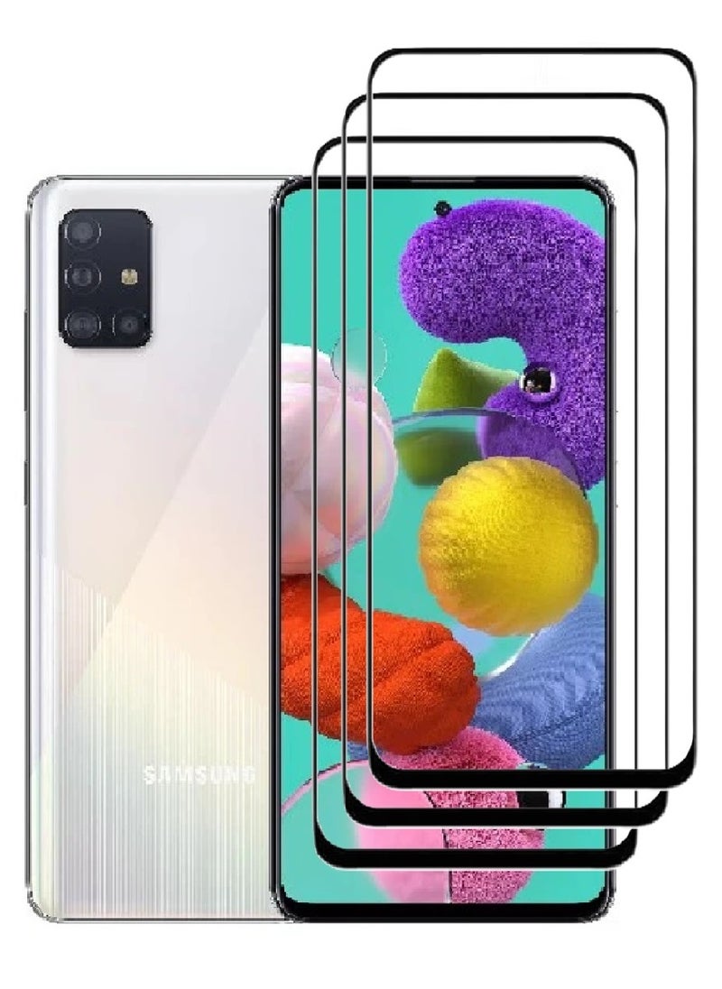 AINA 3 Pieces Tempered Glass Screen Protector 5D Designed For Samsung Galaxy A51 Full Glue Edge to Edge Full Screen Coverage And Bubble Free - Image 1