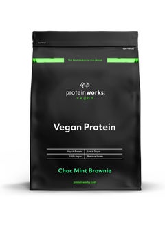 THE PROTEIN WORKS Vegan Powder Plant Based Shake Natural Vegan Gluten Free 16 Servings Choc Mint Brownie 500G  - Image 1