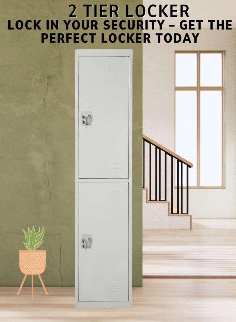 اي اف تي خزانة معدنية من Arfan لتخزين المكاتب، خزانة للموظفين للمدرسة، خزانة ممرات ذات طبقتين وبابين. خزانة معدنية متينة من Arfan (Two) ذات طبقتين - تخزين آمن للمنزل أو المكتب أو صالة الألعاب الرياضية. خزانة معدنية متعددة الوظائف ذات طبقتين - حل تخزين متين لجميع المساحات. (رمادي) - Image 1