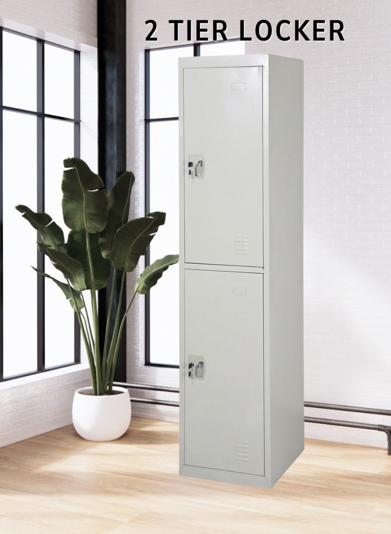 اي اف تي خزانة معدنية من Arfan لتخزين المكاتب، خزانة للموظفين للمدرسة، خزانة ممرات ذات طبقتين وبابين. خزانة معدنية متينة من Arfan (Two) ذات طبقتين - تخزين آمن للمنزل أو المكتب أو صالة الألعاب الرياضية. خزانة معدنية متعددة الوظائف ذات طبقتين - حل تخزين متين لجميع المساحات. (رمادي) - Image 2