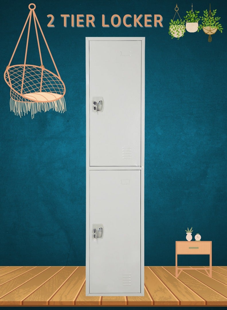 اي اف تي خزانة معدنية من Arfan لتخزين المكاتب، خزانة للموظفين للمدرسة، خزانة ممرات ذات طبقتين وبابين. خزانة معدنية متينة من Arfan (Two) ذات طبقتين - تخزين آمن للمنزل أو المكتب أو صالة الألعاب الرياضية. خزانة معدنية متعددة الوظائف ذات طبقتين - حل تخزين متين لجميع المساحات. (رمادي) - Image 4