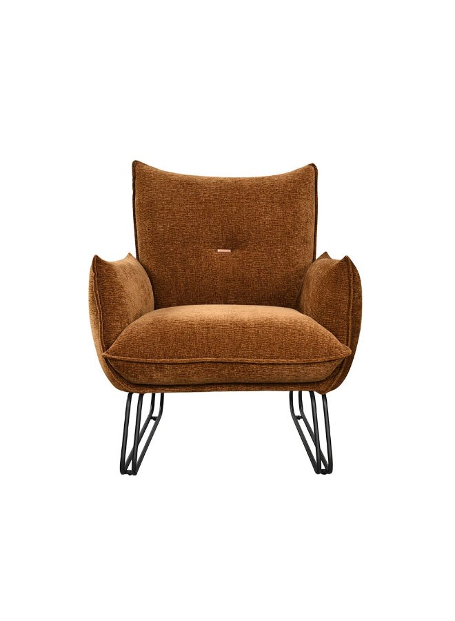 DANUBE HOME Javon 1 Seater Fabric Sofa – Contemporary Rust Upholstered Single-Seat Armchair | Modern Compact Fabric Chair for Living Room, Apartment or Studio Décor - Brown - Image 4