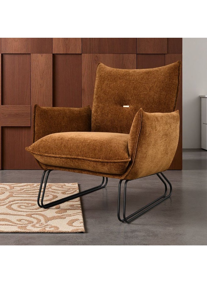 DANUBE HOME Javon 1 Seater Fabric Sofa – Contemporary Rust Upholstered Single-Seat Armchair | Modern Compact Fabric Chair for Living Room, Apartment or Studio Décor - Brown - Image 1