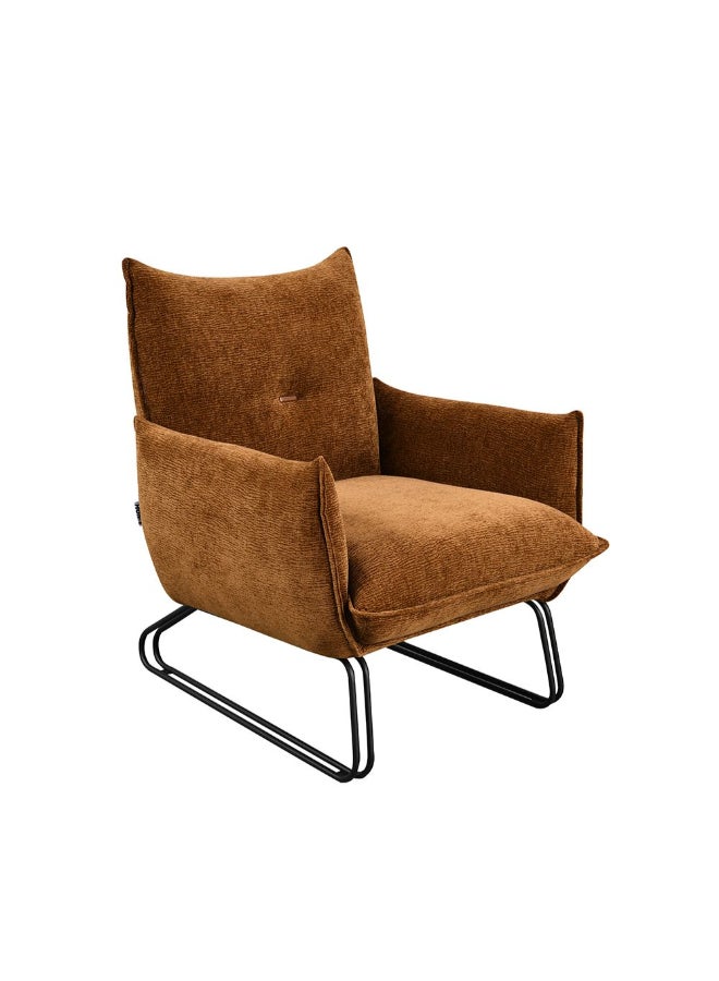 DANUBE HOME Javon 1 Seater Fabric Sofa – Contemporary Rust Upholstered Single-Seat Armchair | Modern Compact Fabric Chair for Living Room, Apartment or Studio Décor - Brown - Image 5