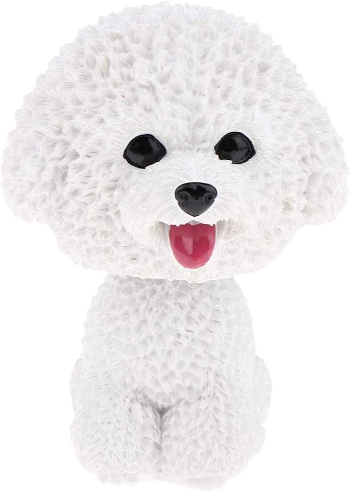 FRECI Simulation Shaking Head Dog Bobble-Head Dog Toy for Car Interior Dashboard Ornament - Bichon Frise - Image 2