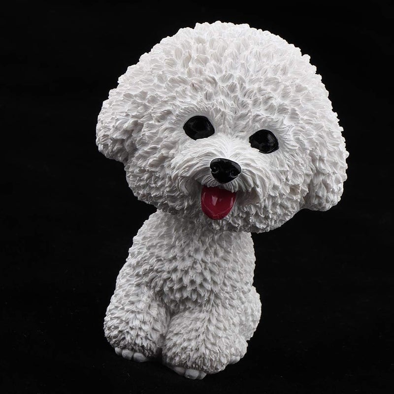 FRECI Simulation Shaking Head Dog Bobble-Head Dog Toy for Car Interior Dashboard Ornament - Bichon Frise - Image 3