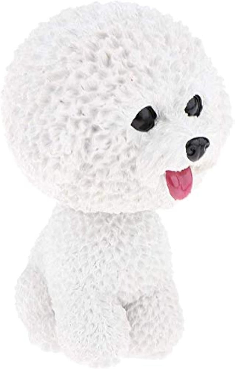 FRECI Simulation Shaking Head Dog Bobble-Head Dog Toy for Car Interior Dashboard Ornament - Bichon Frise - Image 1