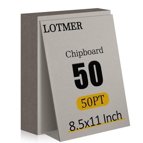 LOTMER 50 Pack Chipboard Sheets, 8.5 x 11 Inch 50PT Heavy Duty Chipboard Sheets for Bookbinding, Kraft Binders Board for DIY Crafts, Book Covers, Boxes - Image 1