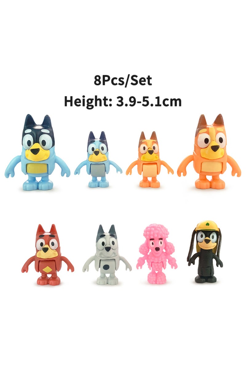 مجموعة من 8 قطع من مجسمات شخصيات أنمي بلووي بينغو وسنيكرز وكوكو، مصنوعة من مادة PVC، بمفاصل متحركة، نموذج دمية.