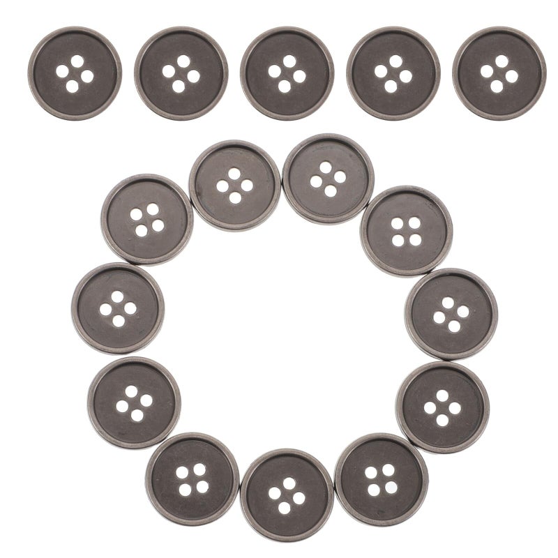 Vintage 20mm Flat Metal 4 Hole Buttons For Coats Jeans Jackets Sewing Craft DIY - Image 2