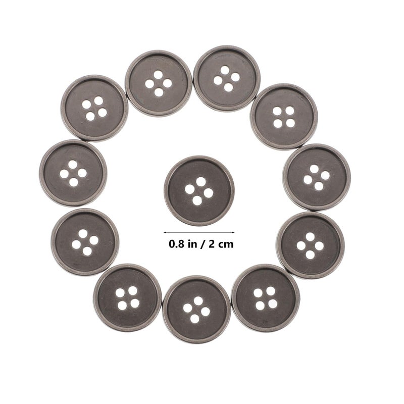 Vintage 20mm Flat Metal 4 Hole Buttons For Coats Jeans Jackets Sewing Craft DIY - Image 3