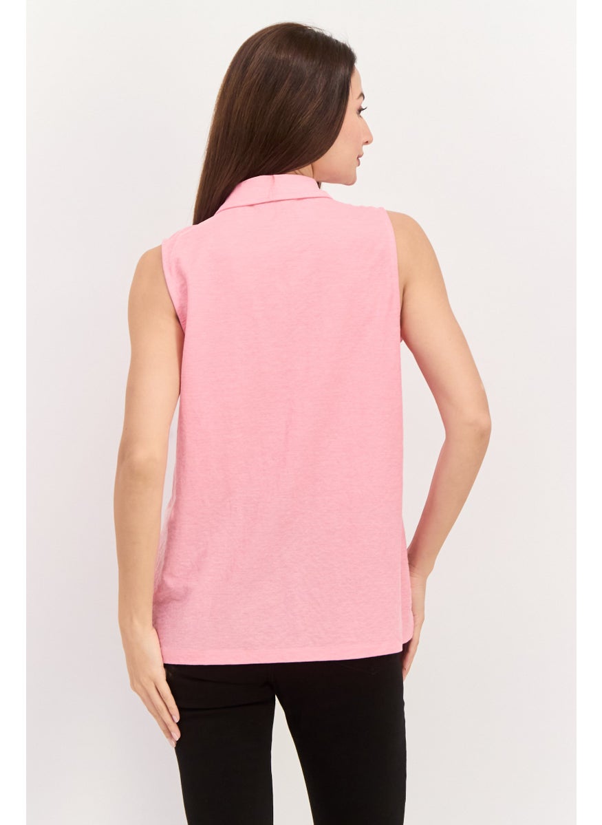 Women Spread Collar Sleeveless Heather Top, Pink - pzsku/Z40FEECDE90ED7DBB5FCEZ/45/_/1738160844/1c89017b-a089-4110-9a33-7d285f9ada78