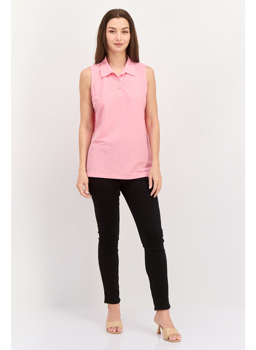 Women Spread Collar Sleeveless Heather Top, Pink - pzsku/Z40FEECDE90ED7DBB5FCEZ/45/_/1738160855/8c8506bc-c862-4823-8723-bcaa2b12d092