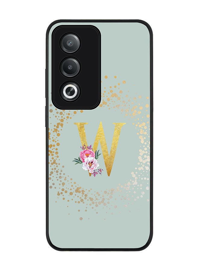 Stylizedd For Oppo A3 Pro / A80 Case,Slim fit Camera Protection, Shockproof Thin Phone cover - Custom Monogram Floral - W (Light Grey ) - Image 1
