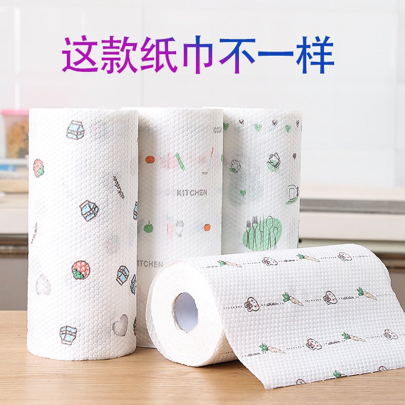 Lazy Rag Printing Kitchen Non-Woven Wet And Dry Household Rag Disposable Non-Woven Thickened Kitchen Rag - Image 4
