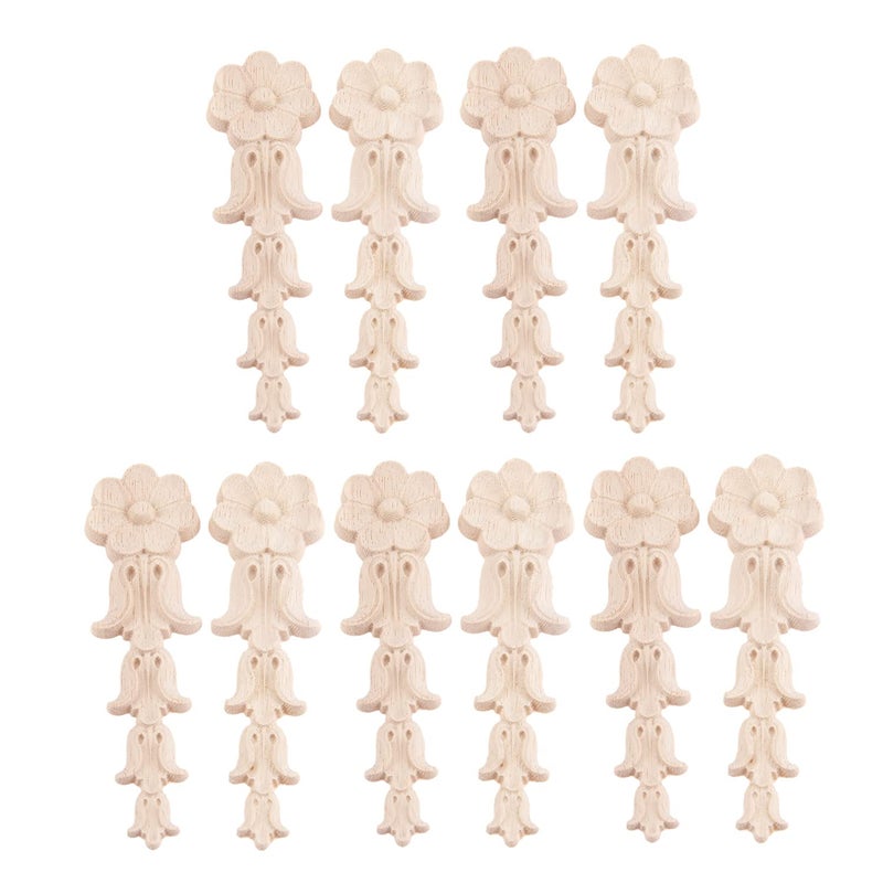 10-عبوة زينة خشبية منحوتة 13x3.5 سم/5.1"x1.4" غير مطلية لزخرفة إطار الباب وخزانة الملابس وخزانة الأدراج والسرير والجدران والسقف والخزائن والنوافذ والمرايا والأثاث.