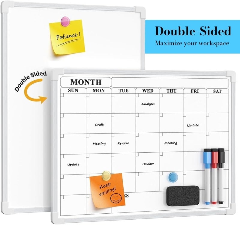 Magnetic Double Sided Whiteboard 12x16 Inches Weekly Planner & To-Do List Board, Dry Erase Reusable Memo Board with Markers, Magnets & Eraser for Home Office - Image 4