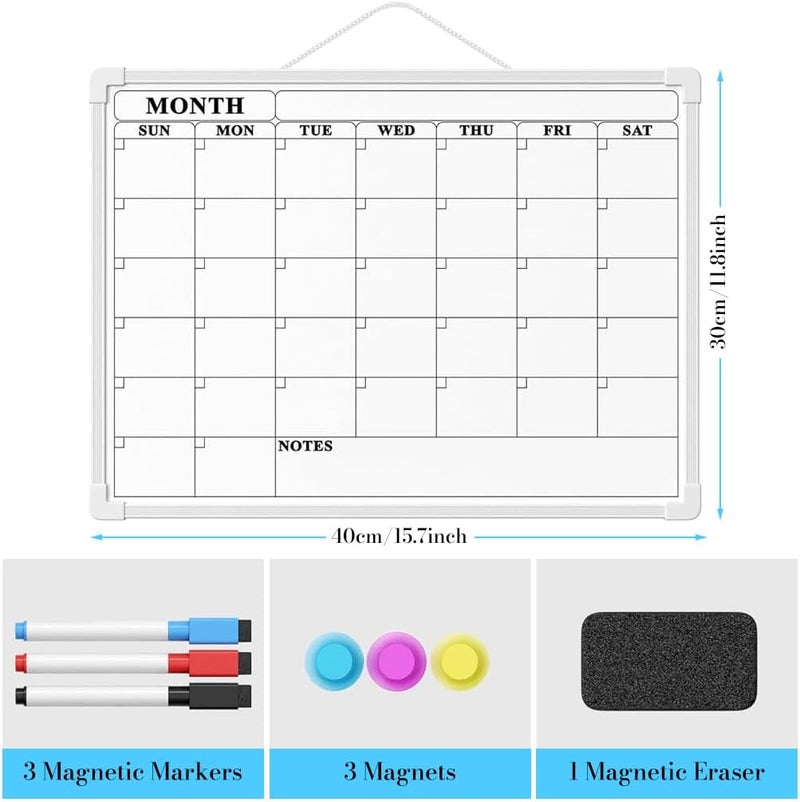 Magnetic Double Sided Whiteboard 12x16 Inches Weekly Planner & To-Do List Board, Dry Erase Reusable Memo Board with Markers, Magnets & Eraser for Home Office - Image 2