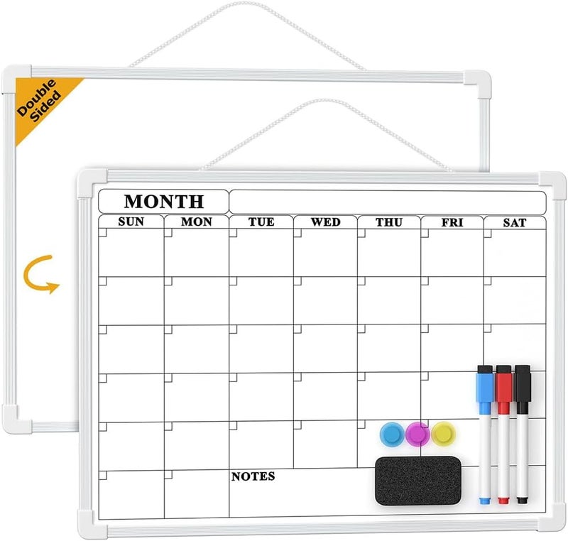 Magnetic Double Sided Whiteboard 12x16 Inches Weekly Planner & To-Do List Board, Dry Erase Reusable Memo Board with Markers, Magnets & Eraser for Home Office - Image 1