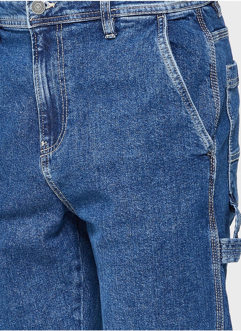 Mid Wash Relaxed Fit Jeans