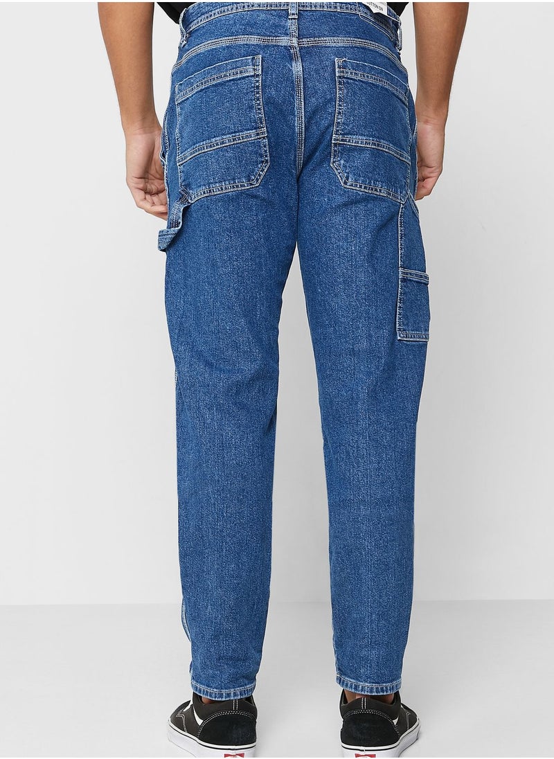 Mid Wash Relaxed Fit Jeans