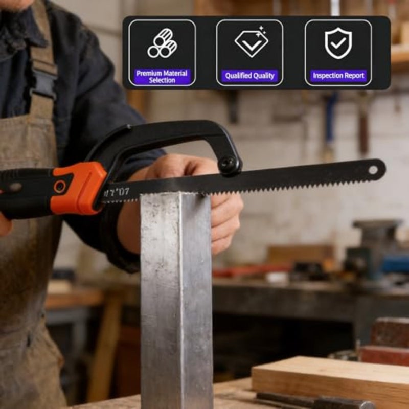 Compact 11 Inch Portable Hacksaw Hand Saw - Adjustable Metal Wood Cutting Saw, Durable Ergonomic DIY Tool for Workshop, Home Use Professional Projects - Image 5