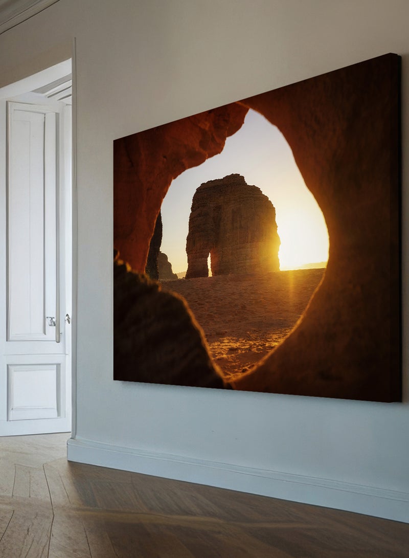 LOWHA Canvas Wall Art Stretched Over Wooden Frame with Scenery of Elephant Mountain in Saudi Al Ula  - Image 2