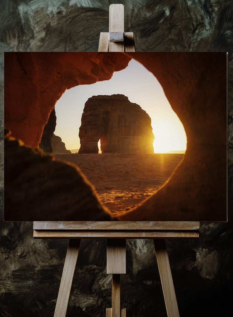 LOWHA Canvas Wall Art Stretched Over Wooden Frame with Scenery of Elephant Mountain in Saudi Al Ula  - Image 3