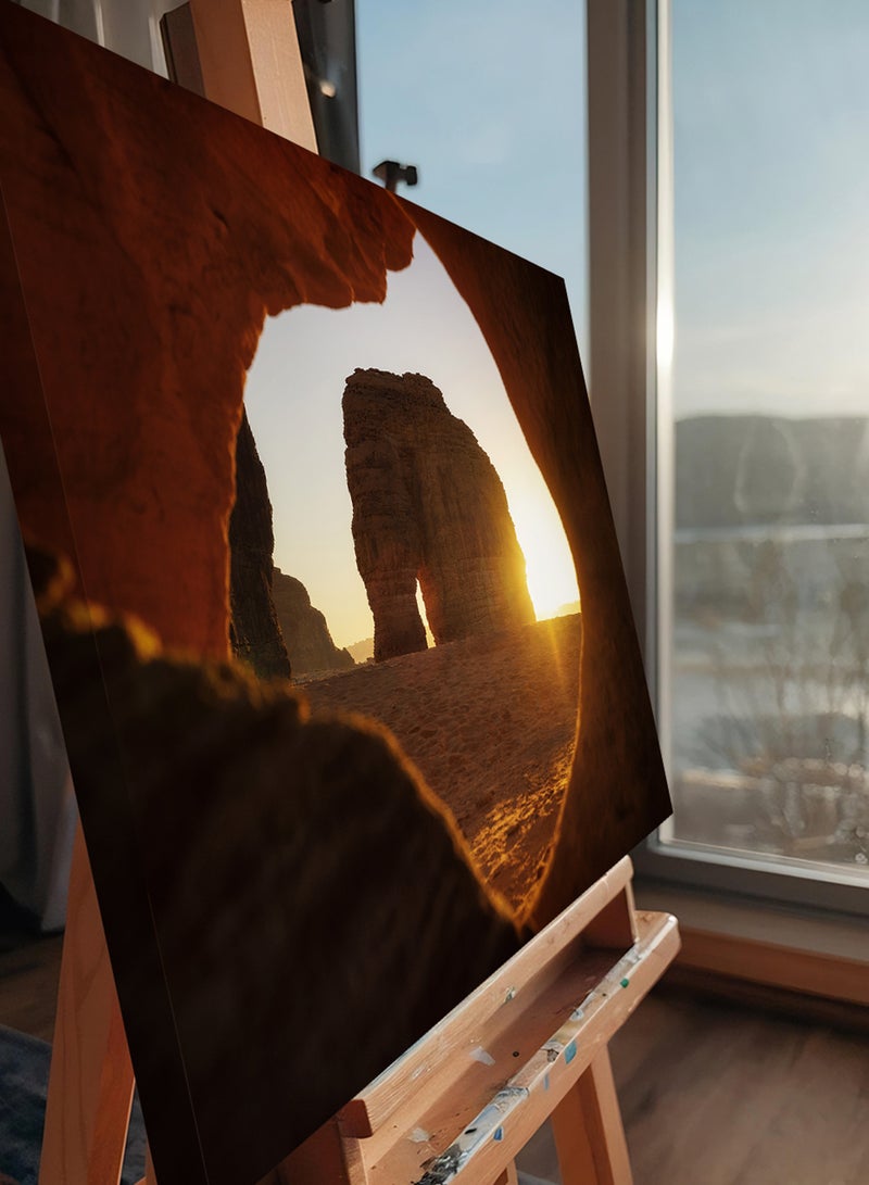 LOWHA Canvas Wall Art Stretched Over Wooden Frame with Scenery of Elephant Mountain in Saudi Al Ula  - Image 4