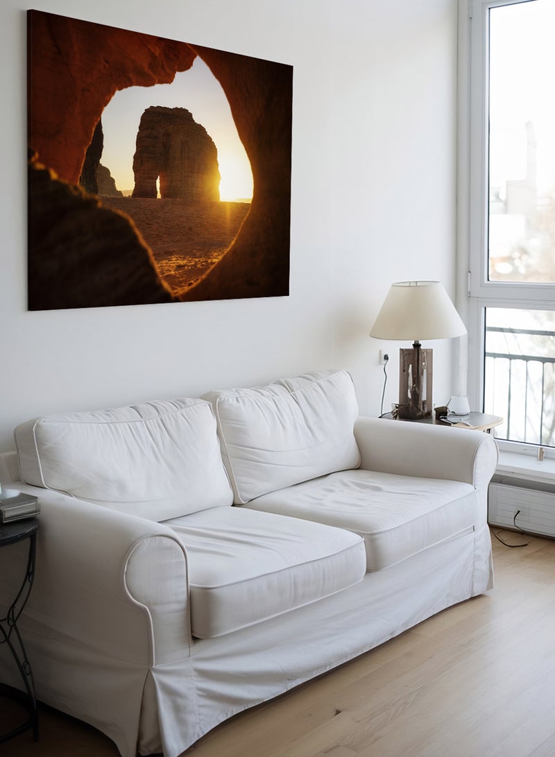 LOWHA Canvas Wall Art Stretched Over Wooden Frame with Scenery of Elephant Mountain in Saudi Al Ula  - Image 5