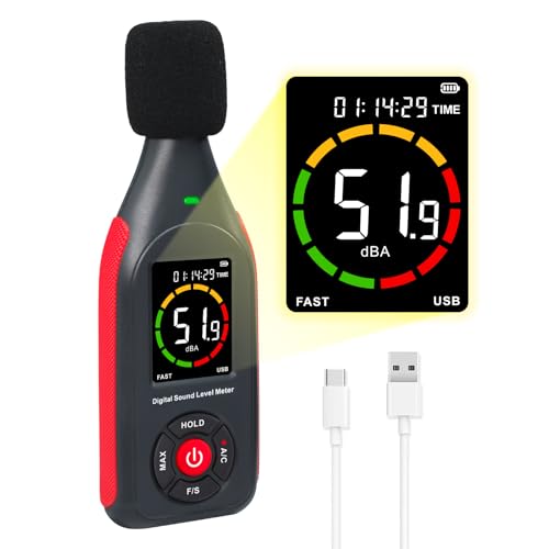 GAIN EXPRESS Decibel Meter Data Logger Digital Sound Level Meter with Recording dB Meter 30130dB 31000 Data 3Color Light Alarm USB Rechargeable SPL Meter for Home Classroom Office Neighbor Industrial - Image 1