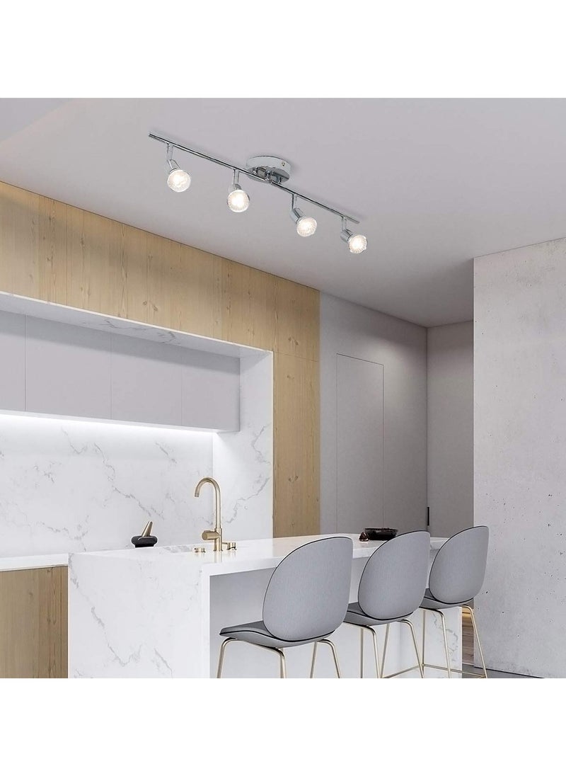 Ganeed - LED Track Lighting Kit, Directional Ceiling Spotlight, 4-Light Modern Track Light Fixtures with Chrome Flexibly Rotatable Light Heads for Kitchen Bedroom Living Room, Included 4 x GU10 Bulb - Image 1