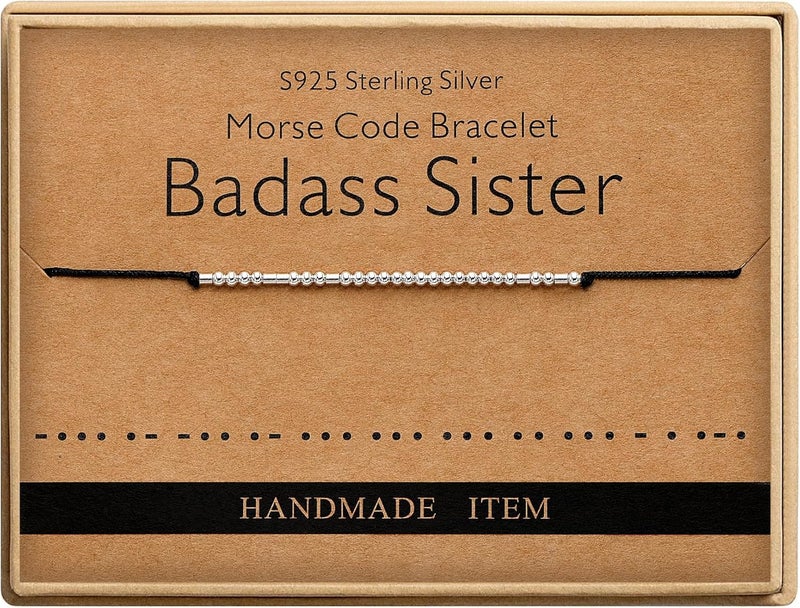 Monily Inspirational Gifts for Women Morse Code Bracelets for Women Funny Bracelet for Friend Funny Gift for Women Sterling Silver Bracelet for Women - Image 1