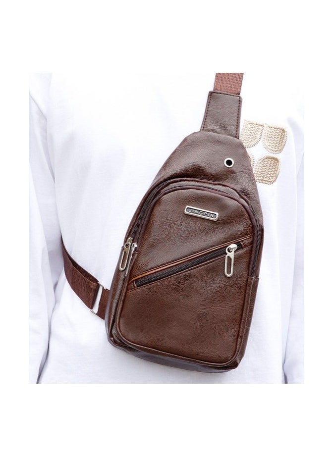 Kiffiyeh Trendy Men's PU Soft Leather Sling Bag Crossbody Bag, Fit 9.7" IPAD, Perfect For Casual, Hiking Walking Travel, Cycling And Outgoing.  - Image 1