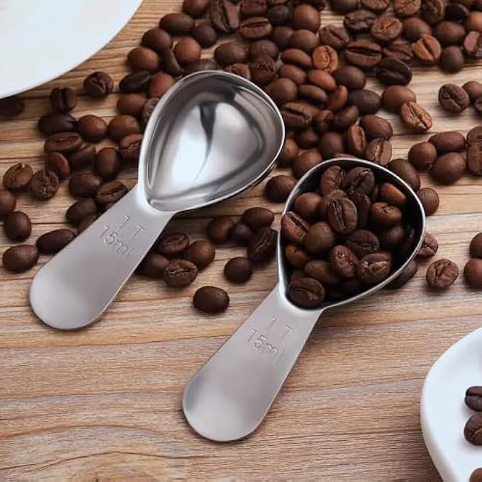 ريحني مغارف قهوة 2 قطعة، ملعقة قياس قهوة من الفولاذ المقاوم للصدأ، مجموعة ملاعق قياس من الفولاذ المقاوم للصدأ، مجموعة ملاعق قياس متينة للقهوة المطحونة، ملعقة طعام 15 مل، 2 قطعتان - Image 2