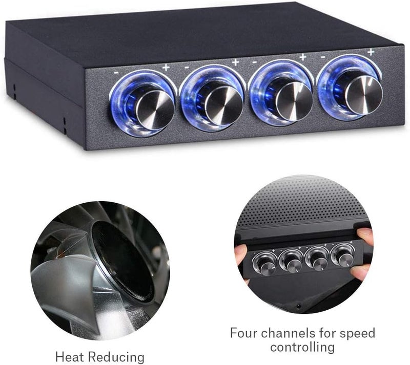 klarako 4 Channel Computer Fan Speed & Temperature Controller with Blue LED, Reduce Heat, Manage 4 Fans, Quiet Operation - Image 4