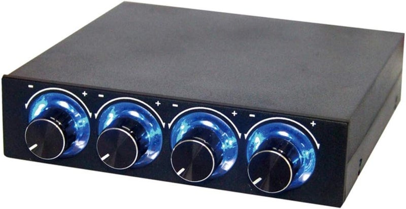 klarako 4 Channel Computer Fan Speed & Temperature Controller with Blue LED, Reduce Heat, Manage 4 Fans, Quiet Operation - Image 1