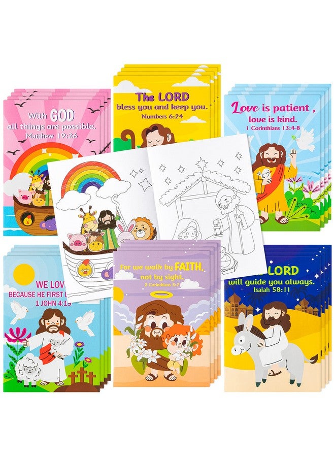 ANGOLIO 24Pcs Christian Religious Coloring Books Bulk For Kids Diy Art Drawing Book For Sunday School Prizes Back To School Classroom Rewards Church Activity Carnival Party Favors, 6 Styles - Image 1