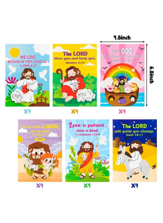 ANGOLIO 24Pcs Christian Religious Coloring Books Bulk For Kids Diy Art Drawing Book For Sunday School Prizes Back To School Classroom Rewards Church Activity Carnival Party Favors, 6 Styles - Image 2