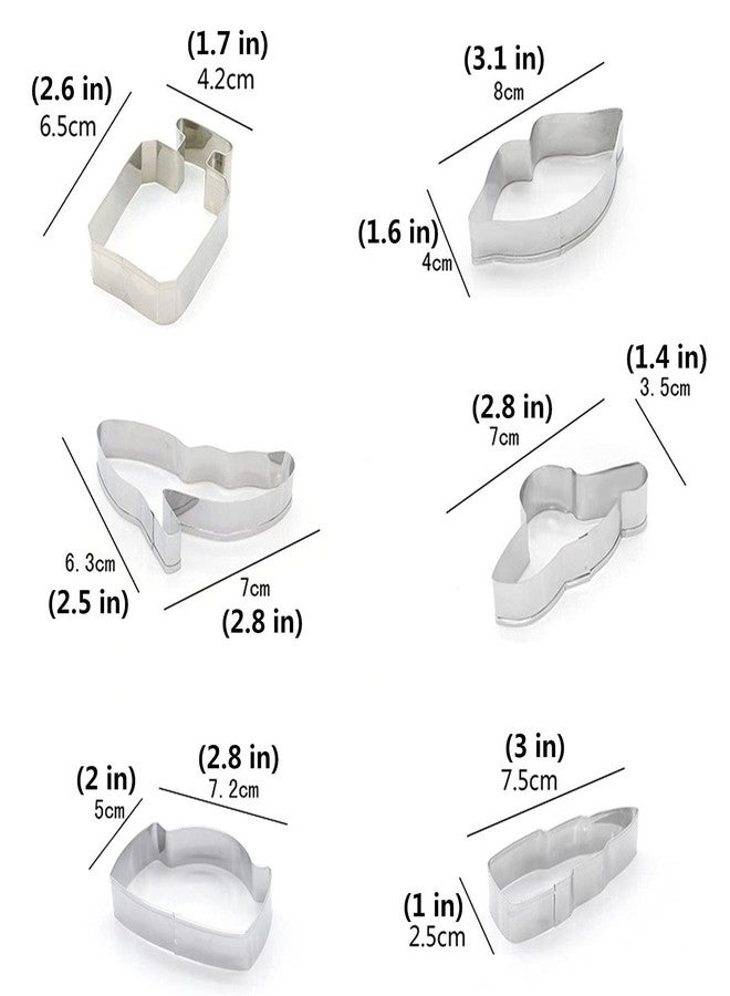 Comais Lady’s Series Cookie Cutters Set of 6 pcs, Stainless Steel Girl’s Accessories Shaped Fondant Cutter Molds Baking DIY - Image 3