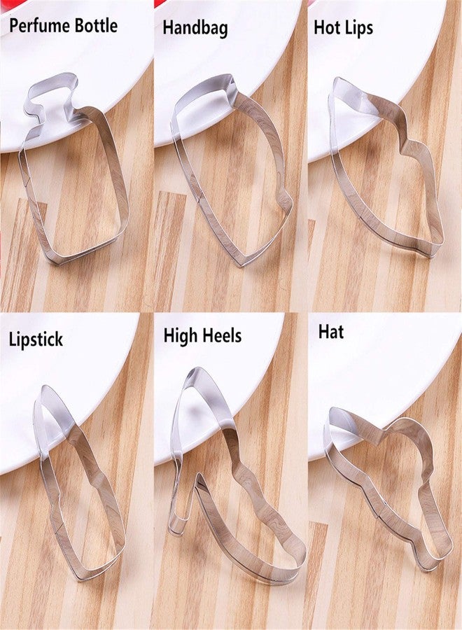 Comais Lady’s Series Cookie Cutters Set of 6 pcs, Stainless Steel Girl’s Accessories Shaped Fondant Cutter Molds Baking DIY - Image 5