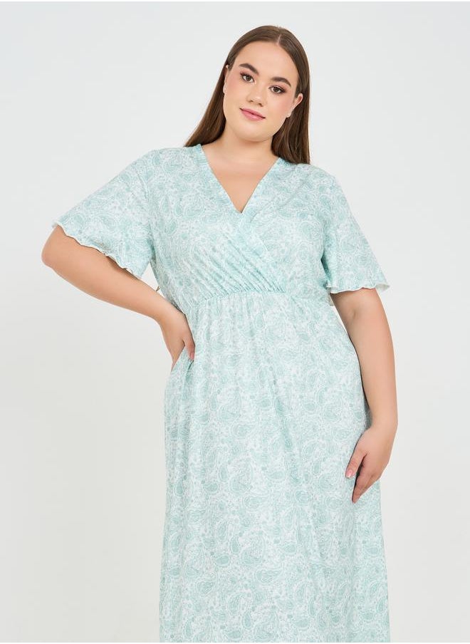Styli - Paisley Print Wrap Midi Nightdress - Image 1