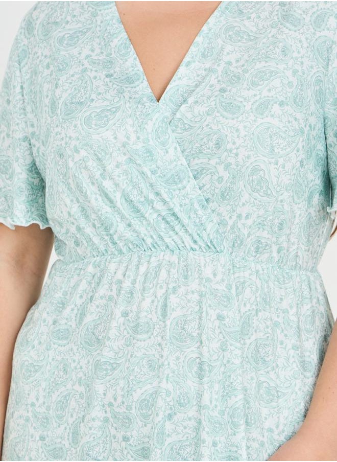 Styli - Paisley Print Wrap Midi Nightdress - Image 1
