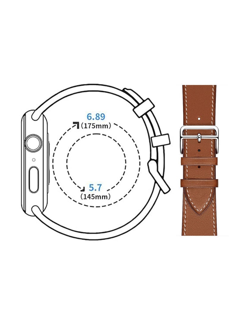 Generic - Bands Compatible With Apple Watch 41mm 40mm 38mm Genuine Leather For iWatch With Soft Adjustable Replacement Wristband For Women And Men Ultra/Ultra 2/ SE Series 9 8 7 6 5 4 3 2 1 (Brown) - Image 1