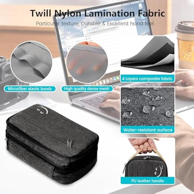 rayihni ELECTRONIC ORGANIZER, WATERPROOF TRAVEL CABLE ORGANIZER CASE WITH DOUBLE LAYER STORAGE, PORTABLE TECH ACCESSORIES BAG FOR CHARGERS, CABLES, PHONES, SD CARDS AND USB DRIVES - Image 3